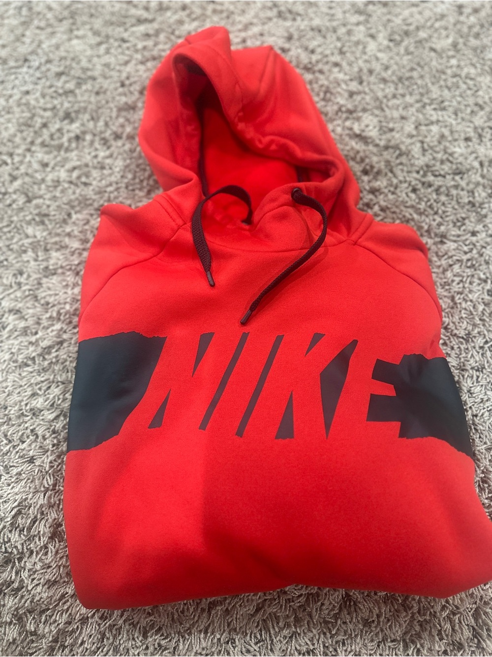 Nike Men’s Red Crewneck Hoodie with Black Logo